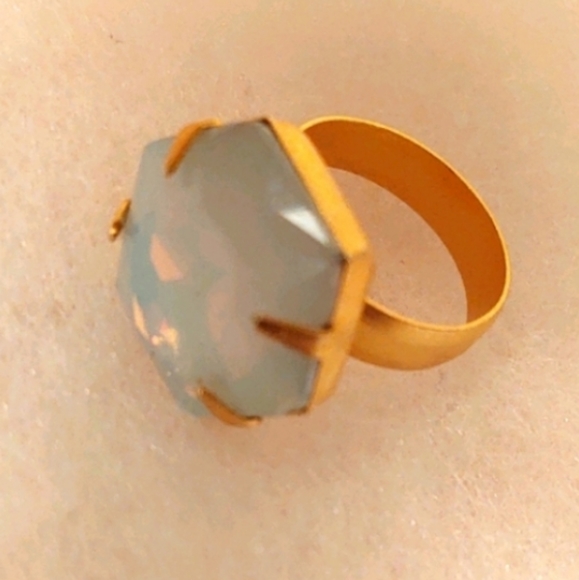 Opal ring hexagonal size 7 - Picture 2 of 5